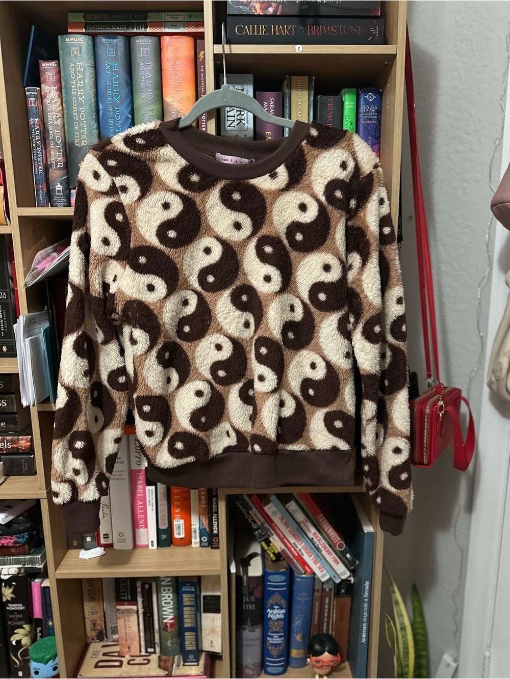 Crave Fame Brown and Cream Cozy Fuzzy Sweatshirt